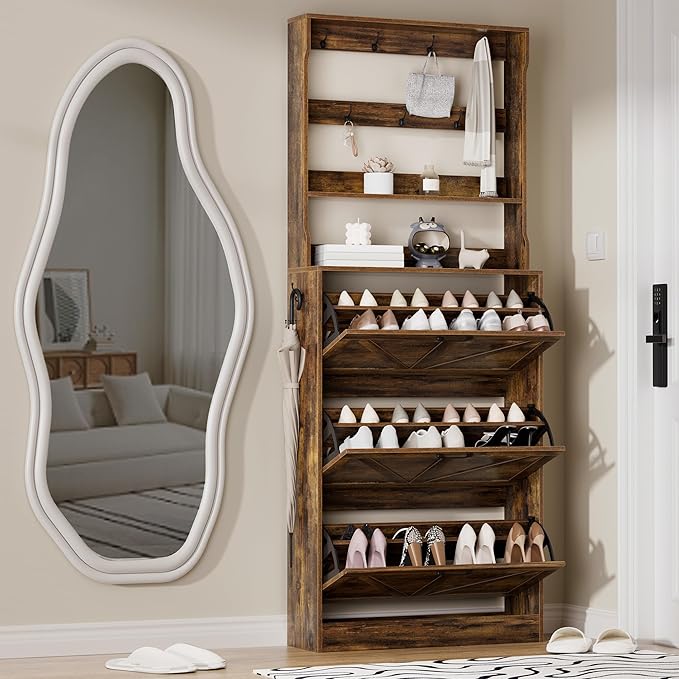 EOYUTLLY Shoe Cabinet Storage for Entryway, Narrow Shoe Rack Cabinet