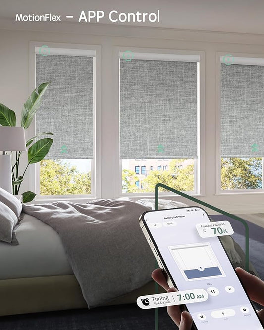 Yoolax Motorized Shades Dual Control, MotionFlex Motorized Roller Shades