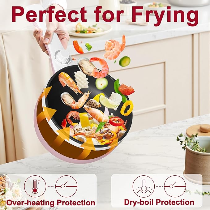 Dezin Hot Pot Electric with Steamer Upgraded, Non-Stick Sauté Pan, Rapid