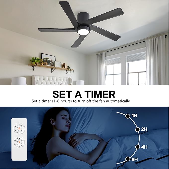 WINGBO 48 Inch Flush Mount DC Ceiling Fan