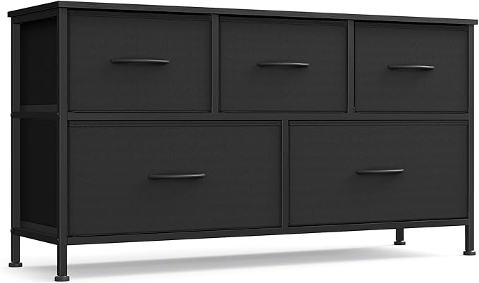SONGMICS Dresser for Bedroom, Chest of Drawers, 5 Non-Woven Fabric Drawers