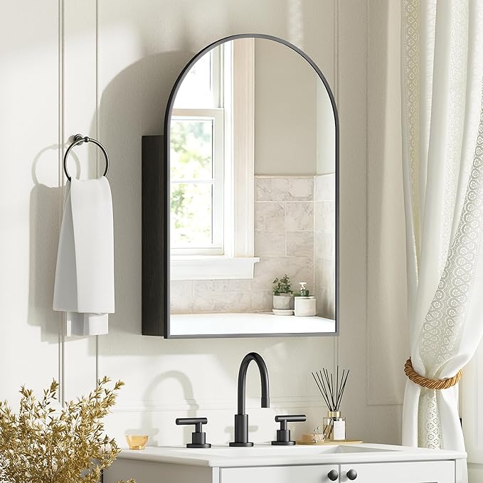 Brushed Black Arched Medicine Cabinet