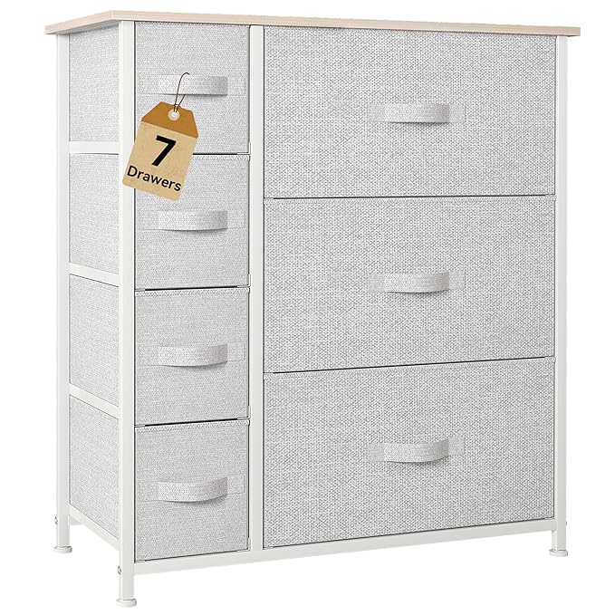 DWVO Dresser for Bedroom, 7 Drawers Fabric Dresser, Organizer Unit for Living