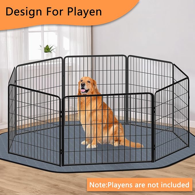 Bunlitent Washable Pee Pads for Dogs, 83'' Diagonal Octagon, 2 Pack, Grey | Designed for 24'' Width 8 Panels Dog Playpen, Non-Slip, Super Absorbent, Reusable, Waterproof, For Dog Playpen, Crate, Car