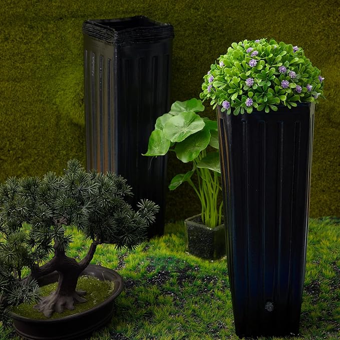 Nuenen 400 Pcs Tall Pot Plastic Deep Plant Nursery Pots Black Seedling Flower Plant Container with Drainage Holes for Indoor Outdoor Gardening (11.8" H X 3.9" W)