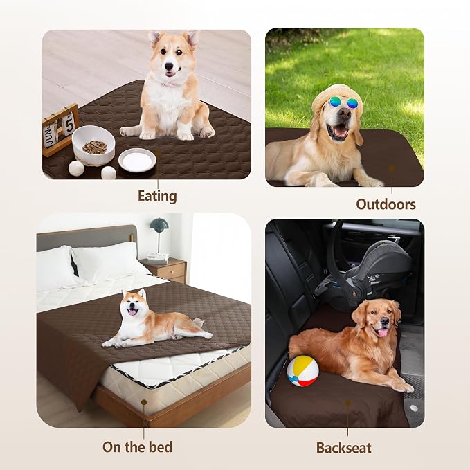 gogobunny 3X Stronger Waterproof Pet Blanket, Scratch Proof Furniture Protector for Dogs Cats, Reversible Cover 32x53 Inch, Dark Chocolate