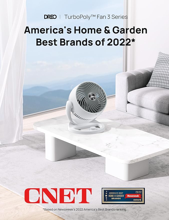 Dreo Fan for Bedroom, 12 Inches, 70ft Powerful Airflow, 28db Quiet Table Air