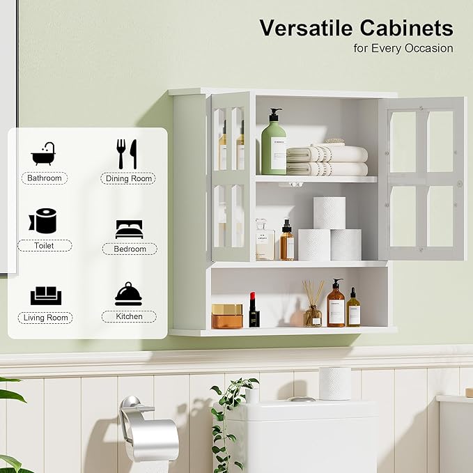 Modern Hanging Bathroom Cabinet, Sturdy Wooden Medicine Cabinet