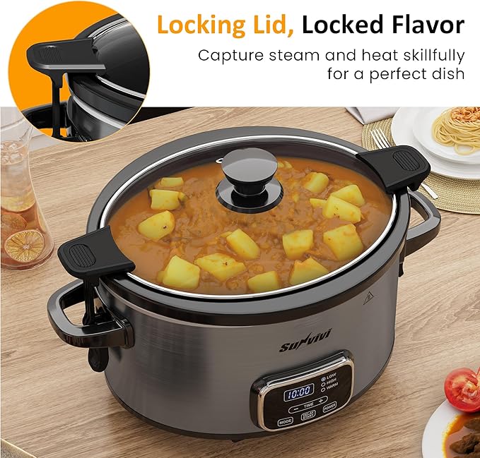 Sunvivi 4QT Slow Cooker, Programmable Pot