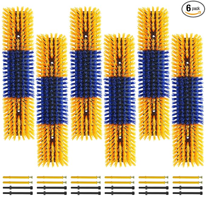 Livestock Scratch Brush With 24 Screws,Animal Back Scratching Brush for Cow,Cattle,Sheep, Horses,Pigs,Massage Grooming Tool (Yellow, 6pcs)