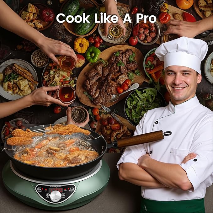 1700W 120V Wok Induction Cooktop, Non-Pulse Heating, 16 Levels, 18H Timer