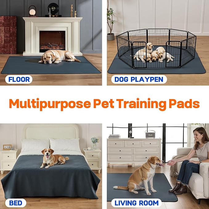 Sunsleek 72"x72" Washable Pee Pads for Dogs, 2 Pack Extra Large Puppy Pads | Reusable Waterproof Pet Training Mats, Super Absorbent, Non-Slip, for Whelping Pads & Incontinence for Playpen, Crate, Floor