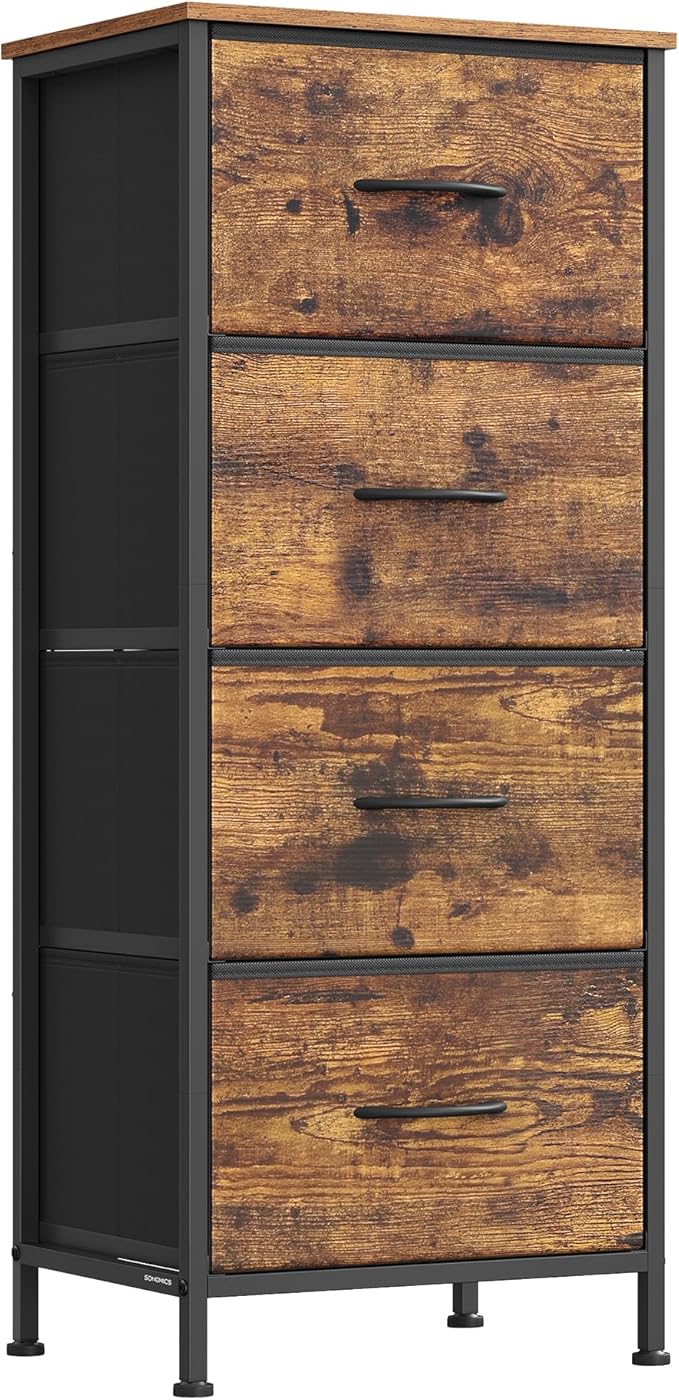 SONGMICS Dresser for Bedroom, Chest of Drawers, 4 Non-Woven Fabric Drawers