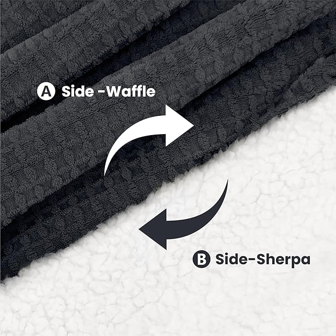 Heated Blanket Electric Blanket King Waffle, 90x100 Inches Dual Controllers
