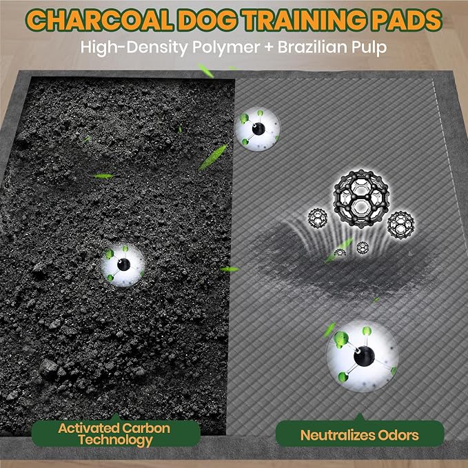 Gimars XXXL 31"x47" 40 Counts Odor-Control Charcoal Pee Pads for Dogs, Super-Absorbent and Leak-Proof Pet Training Pee Pads, Disposable Charcoal Puppy Pads Suitable for Dogs, Cats and Rabbits