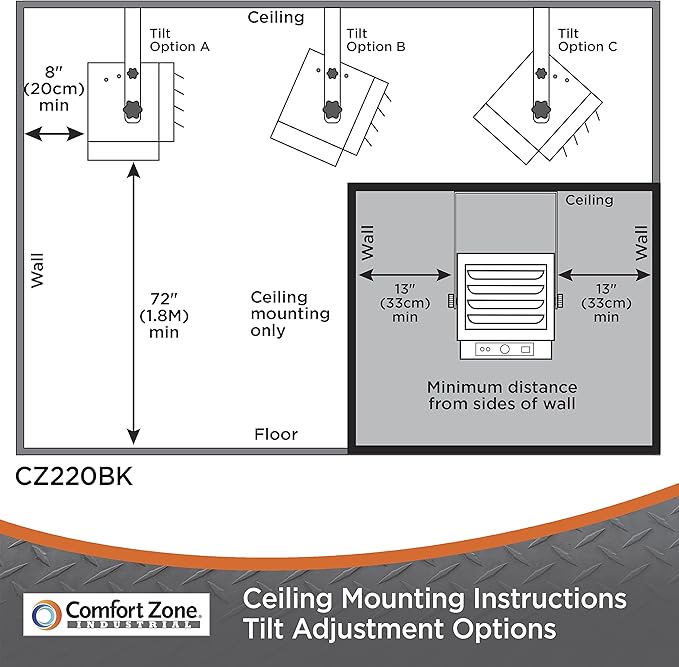 Comfort Zone Hard-Wired Ceiling Mount Garage Electric Space Heater, Fan-Forced