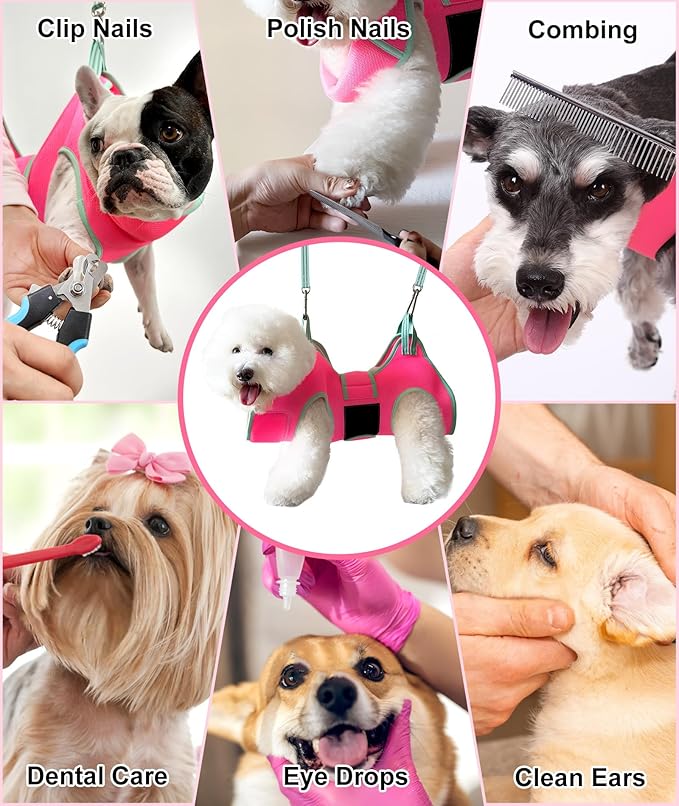 Dog Grooming Hammock, Medium Hanging Harness Holder Hanger for Nail Clipping,Nail Trimming Hammock,Dog Sling Restraint with Thick Fabric Neck Support for Claw Care