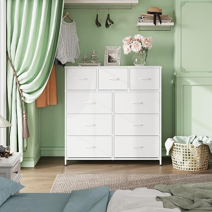 WLIVE 9-Drawer Dresser, Fabric Storage Tower