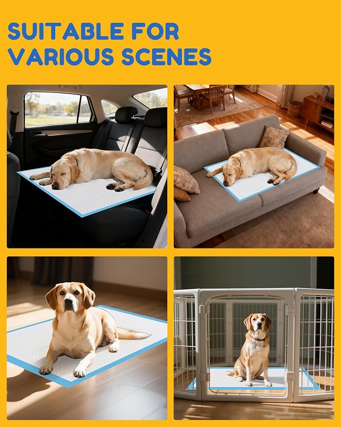 Extra Large Puppy Dog Pee Pads 28" x 34"-100 Count, Super Absorbent Disposable Dog Training Pads, Quick Drying, Leak-Proof, Ultra Thick Potty Pads for Dogs, Puppies, Doggie, Cats, Rabbits