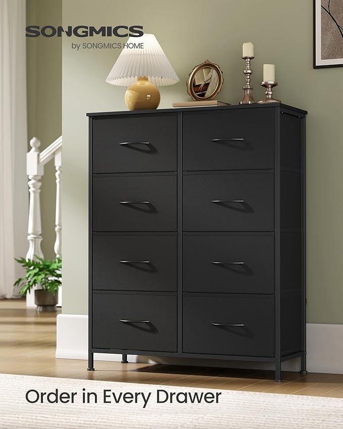 SONGMICS Dresser for Bedroom, Chest of Drawers, 8 Non-Woven Fabric Drawers