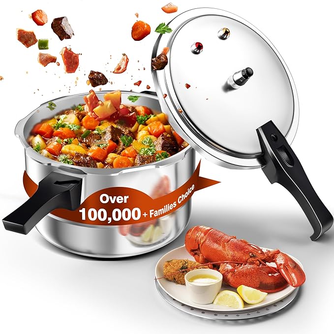 WantJoin 11Qt Aluminum Pressure Cooker w/Release Valve & Multiple Protective