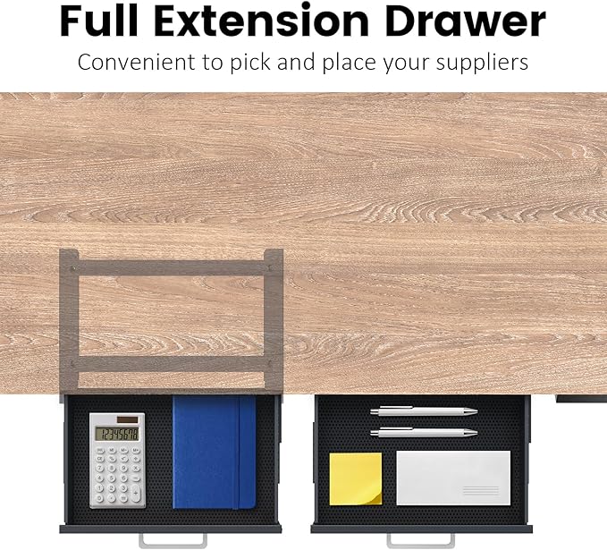 UNITEDPOWER Under Desk Drawer Storage, Pull-Out Office Hidden Counter Drawer