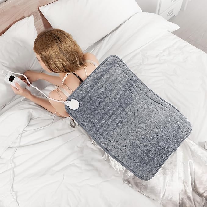 Heating Pad for Back, and Cramps, 6 Heat Settings & Auto Shut-Off, Soft Flannel