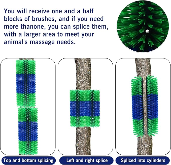 Livestock Scratching Brush Horse Massage Grooming Brushes with 4 Screws for Goat,Cattle,Cow,Sheep, Horses,Pigs and Other Animal Back Scratching