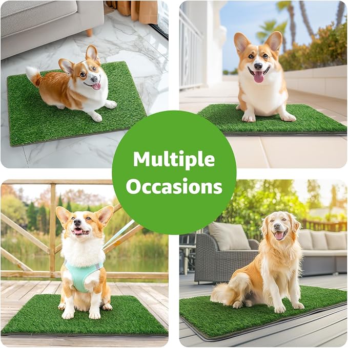 Dog Grass Pad with Tray, 18x30 Dog Litter Box for Patio Balcony Apartment | Floral,Grass Mat with Pad, Artificial Turf Grass, Puppy Indoor Outddor Potty Training, Washable Reusable, Leakproof, Pee On