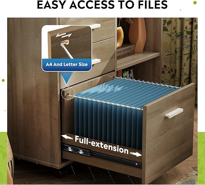 DEVAISE 3 Drawer Mobile File Cabinet, Wood Lateral Filing Cabinet, Printer Stand