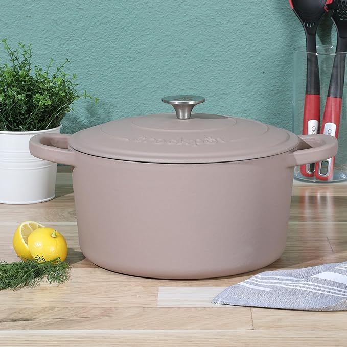 Crock Pot Artisan 7-Quart European Enameled Round Cast Iron Dutch Oven Pot