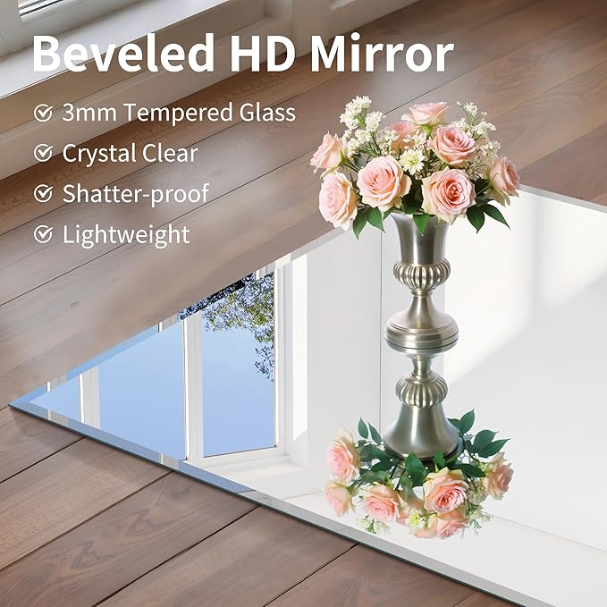 CILIBER Beveled Mirror, 24x60 Large Frameless Beveled Bathroom Mirrors