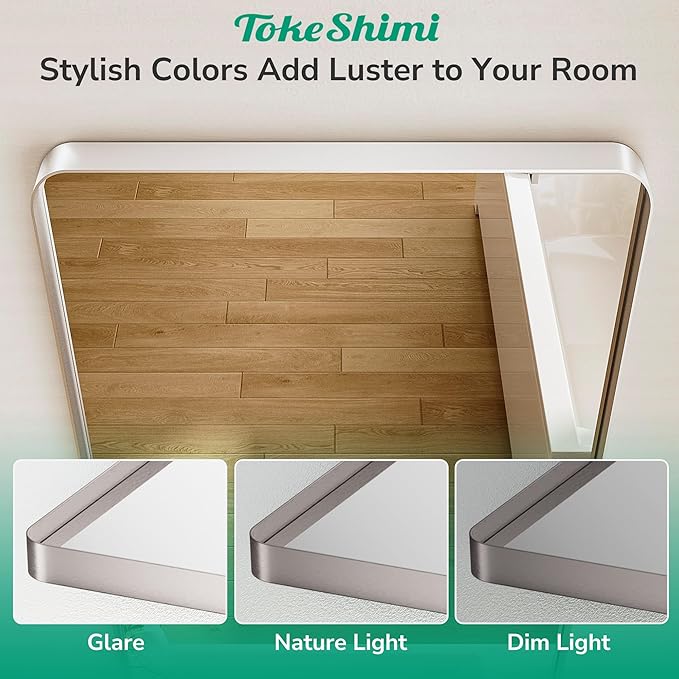 TokeShimi 30 x 30 Brushed Nickel Bathroom Mirror, Nickel Vanity Mirror