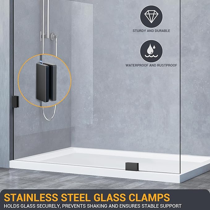 Bathroom Shower Glass Door 34" W×78.75" H, 3/8" Thick Clear Tempered Glass Panel
