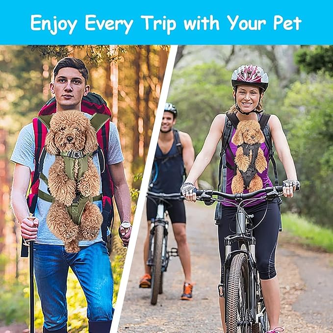 PetBonus Dog Front Carrier Backpacks, Legs Out Easy-fit Puppy Chest Carrier | Hands Free, Adjustable, Safety Strap, Walking Hiking Cycling Motorcycle bag, For Small Medium Dogs (Purple, M)