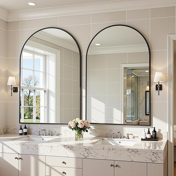 Arched Mirror 24"x36", Bathroom Mirror, Wall Mounted Vanity Mirror