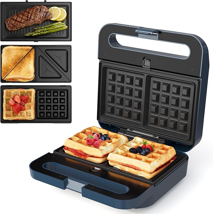 Sandwich Maker Panini Press Grill, 3 in 1 Electric Waffle Maker
