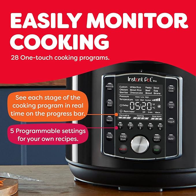Instant Pot Pro 10-in-1 Pressure Cooker, Slow Cooker, Rice/Grain Cooker