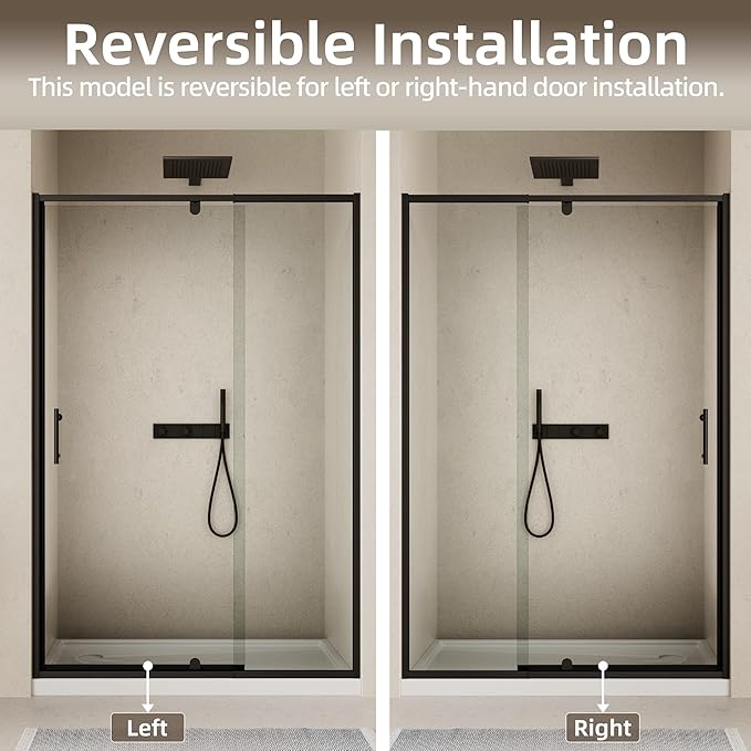 44-48" W x 71" H Pivot Shower Door, Pivot Semi-Frameless Swing Glass Shower Door