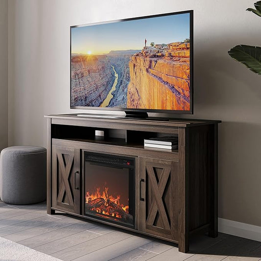 BELLEZE Modern 48" Barn Door Wood TV Stand