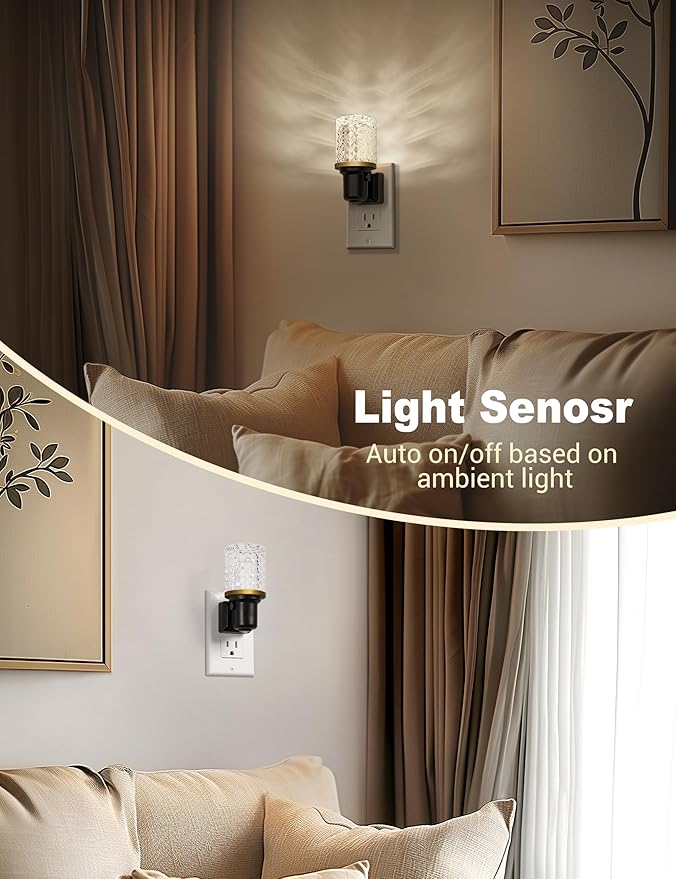JandCase LED Night Light, Dimmable Night Lights Plug into Wall, Modern Nightlight with Auto On Off Light Sensor, 5000K Daylight White Night Light 0-100LM Brightness for Bathroom Hallway Bedroom Decor