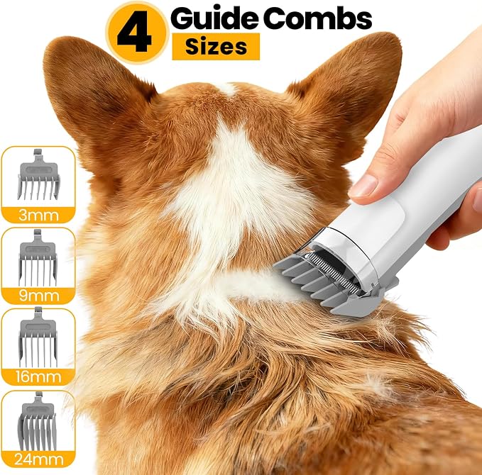 FIXR Dog Grooming Vacuum, All-in-One Pet Grooming Kit with Hair Clipper & Shedding Brush, Low Noise 12,000Pa Dog Hair Remover Vacuum, Pet Groomer Set with Cleaning Brushes, PG01