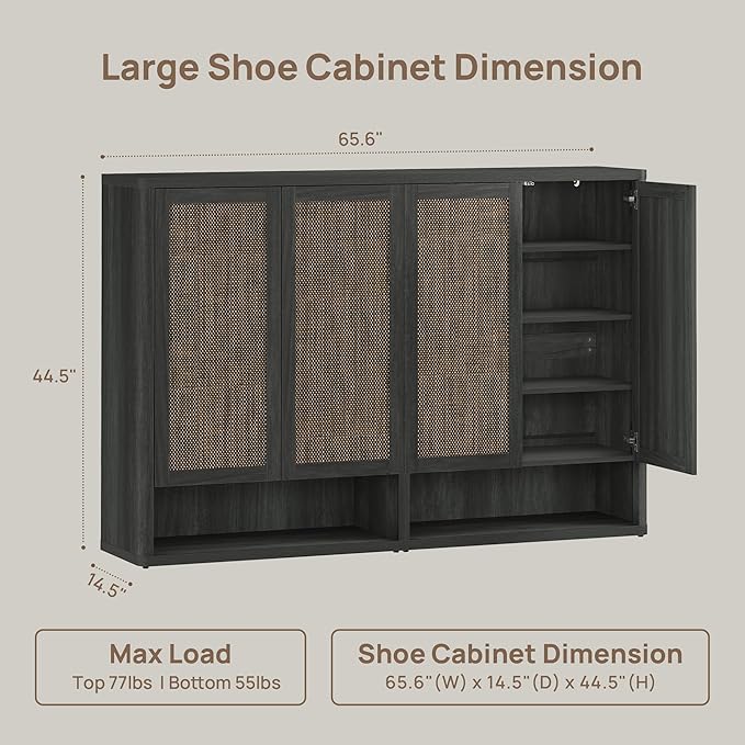 SICOTAS Rattan Shoe Storage Cabinet