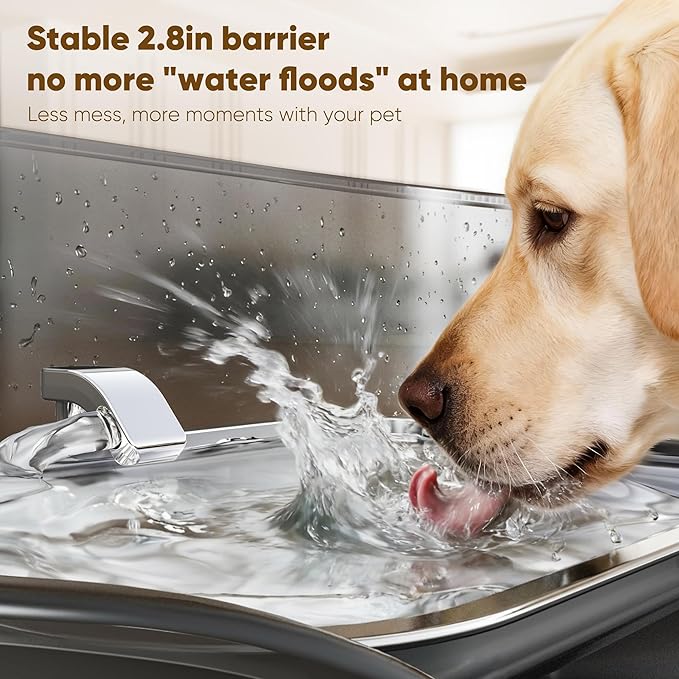 No Spill Dog Water Fountain Stainless Steel, Large 8L/2.1Gal Ultra Quiet | Pet Water Fountain for Cats Dogs Indoor, Automatic Dog Water Bowl Dispenser