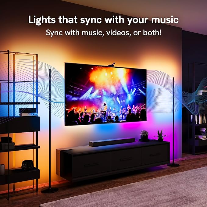 Aura TV LED Backlight + Aura LED Floor Lamp for 55 to 65 inch TV Immersion KIT - TV Backlight Sync to Screen Kit for Surround Lighting