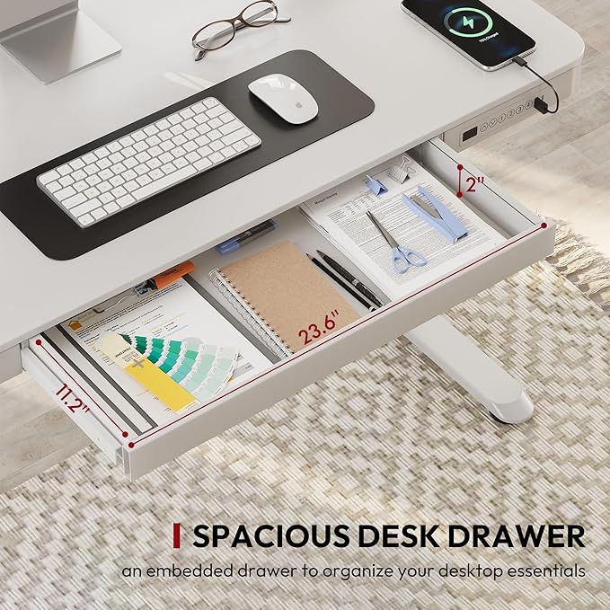 Standing Desk with Drawer, Electric Height Adjustable Home Office Desk with