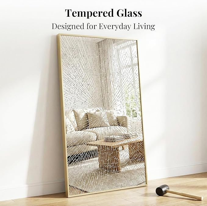 55"x30" Gold Bathroom Mirror, Metal Framed Vanity Mirror