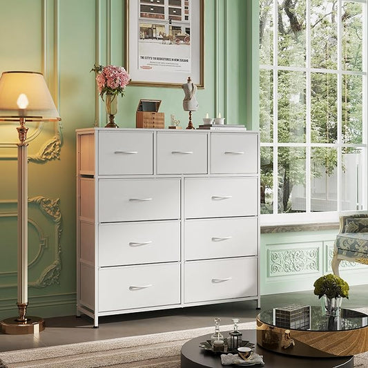 WLIVE 9-Drawer Dresser, Fabric Storage Tower