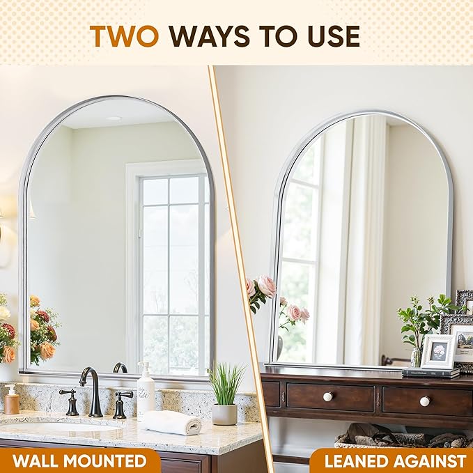 Arched Mirror 30"x40", Bathroom Mirror, Wall Mounted Vanity Mirror