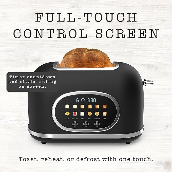 Rae Dunn Retro Digital Electric Toaster, 2 Slice Stainless Steel Toaster